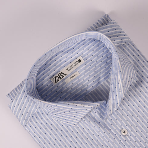 ZR Blue & White Striped Printed Shirt